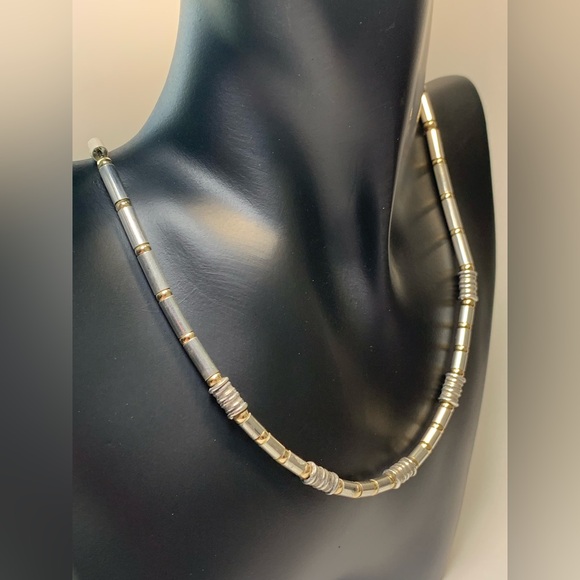 Silpada Rare HTF Sterling Silver & 9K Gold Bead & Tube Unisex Necklace - 18ā - Picture 2 of 15